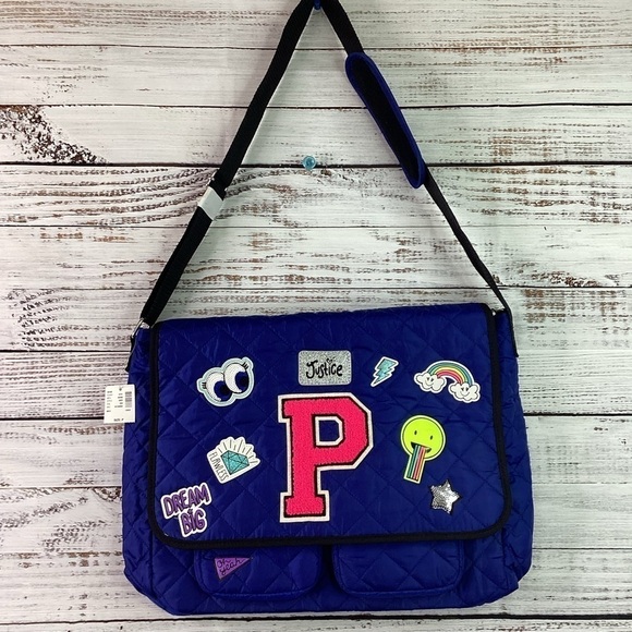 JUSTICE GIRLS KIDS P LETTER SCHOOL BACKPACK BAG NWT - Picture 2 of 11